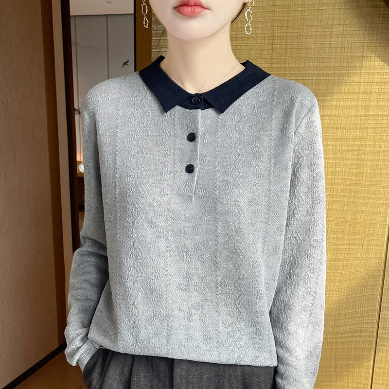 Early autumn jacquard knitted base pullover for women, new interior top, stylish loose autumn and winter sweater