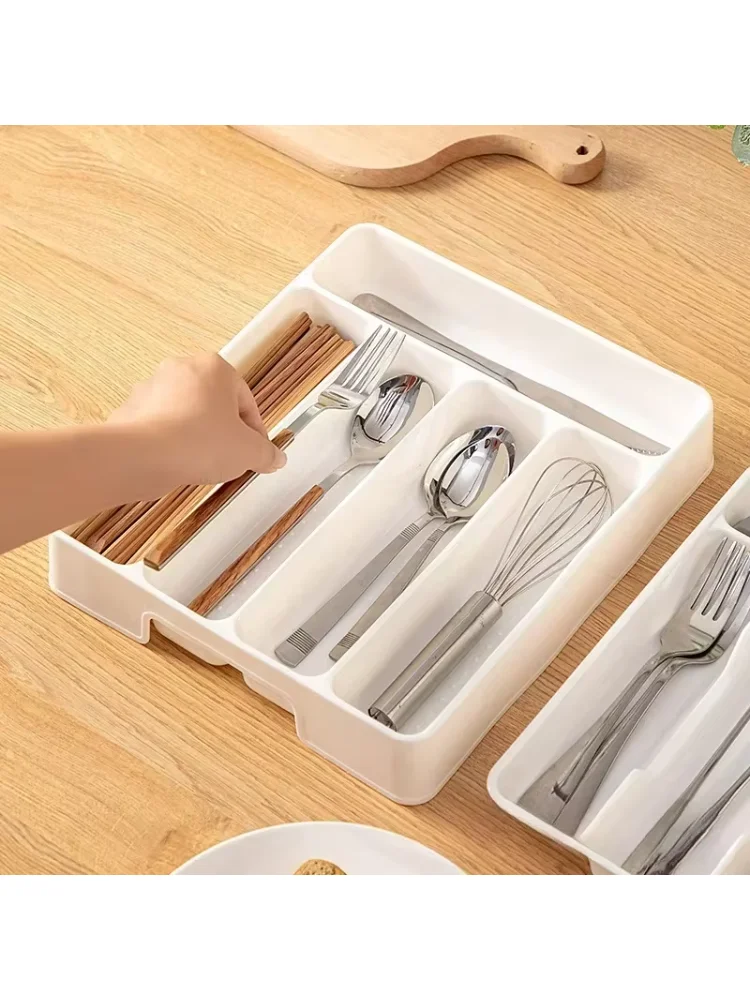 Easy Clean Compartments Cutlery Organizer Daily Drawer Divider Tray Rectangle Home Kitchen Spoon Fork Separation Box
