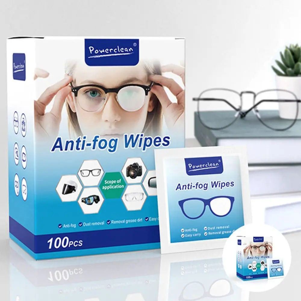 

100Pcs/Box Disposable Glasses Anti Fog Wipe Cleaning Anit-fog Glasses Cleaner Wet Wipe Lens Wipes Phone Screen