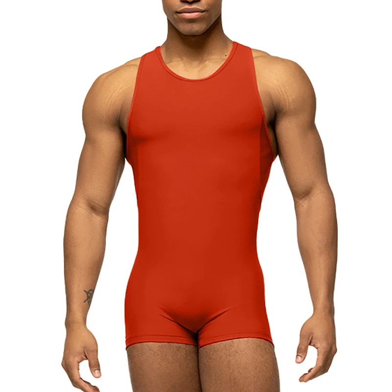 Men Undershirts Fitness Wrestling Singlet Yoga Sports Underwear Bodysuits Seamless Elastic One-piece Leotard Shirts Jumpsuits