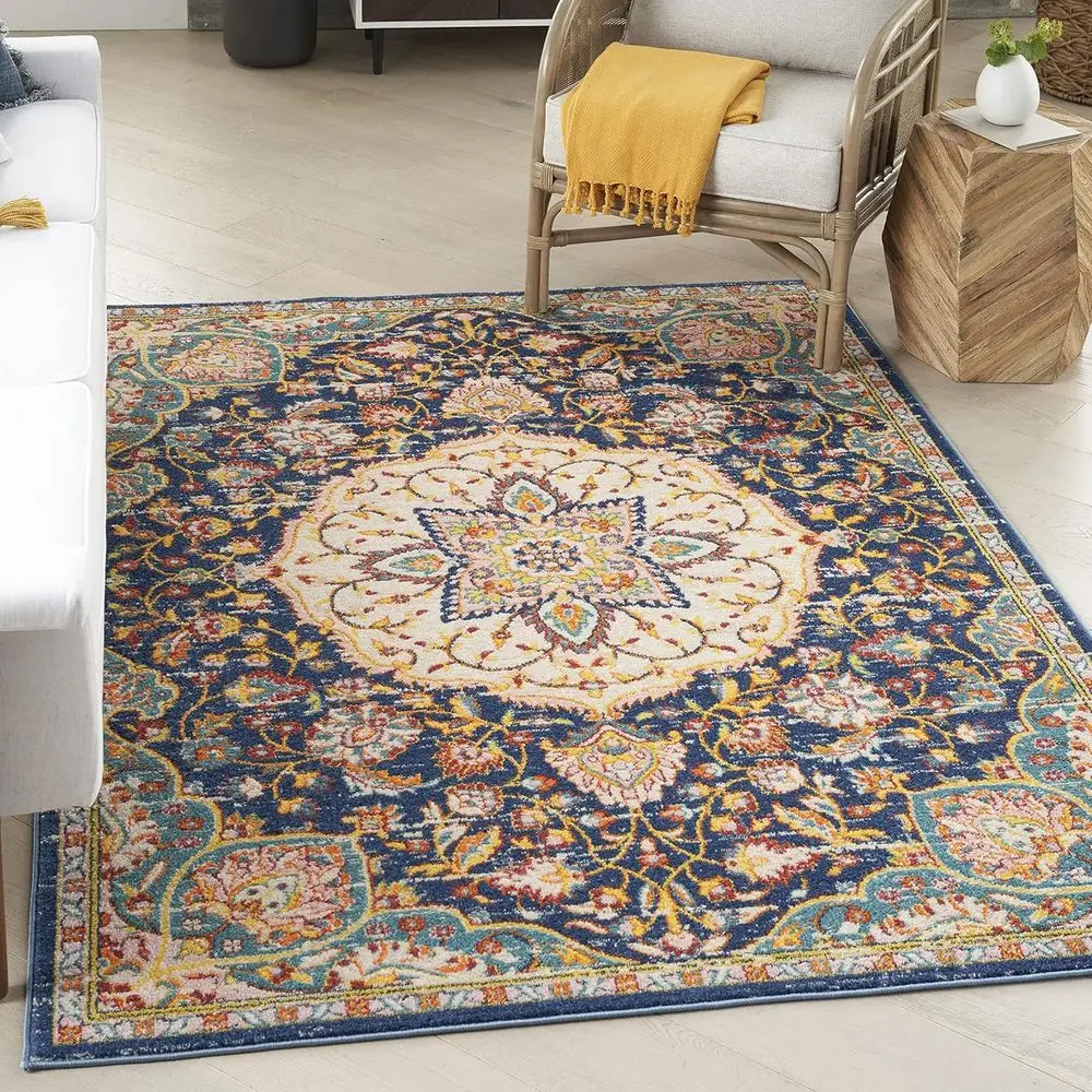 

Navy Multicolor 5'3 x 7'3 Home Passion Rug, Suitable for Farmhouse, Transitional Styles, Ideal for Bedrooms, Living Rooms, Dinin