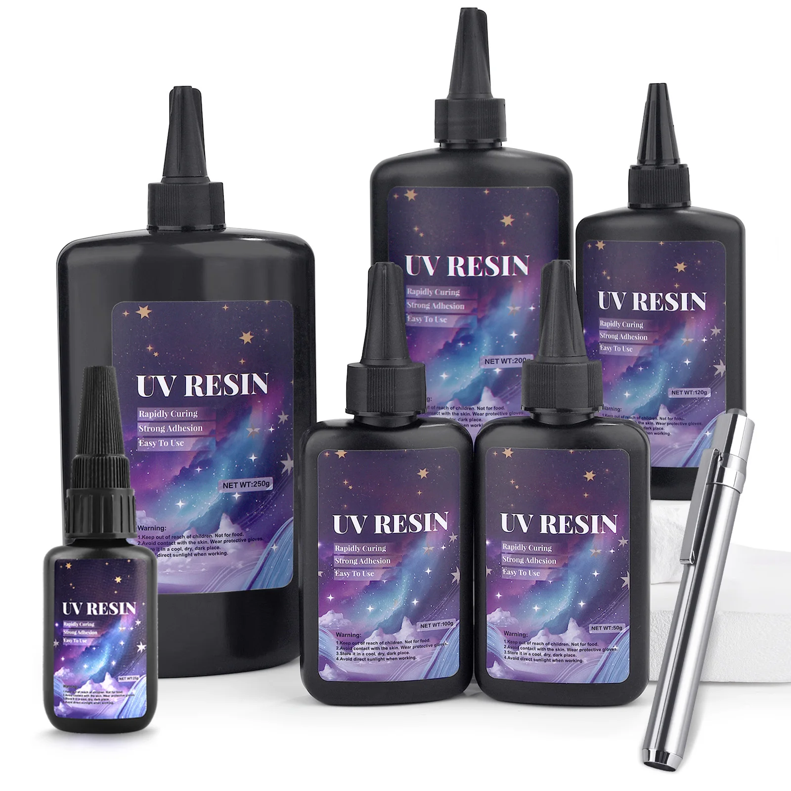 50-250 جرام واضح الأشعة فوق البنفسجية الراتنج الغراء كريستال الأشعة فوق البنفسجية علاج الأشعة فوق البنفسجية راتنجات الايبوكسي للحرف اليدوية DIY بها بنفسك صنع المجوهرات الملحقات