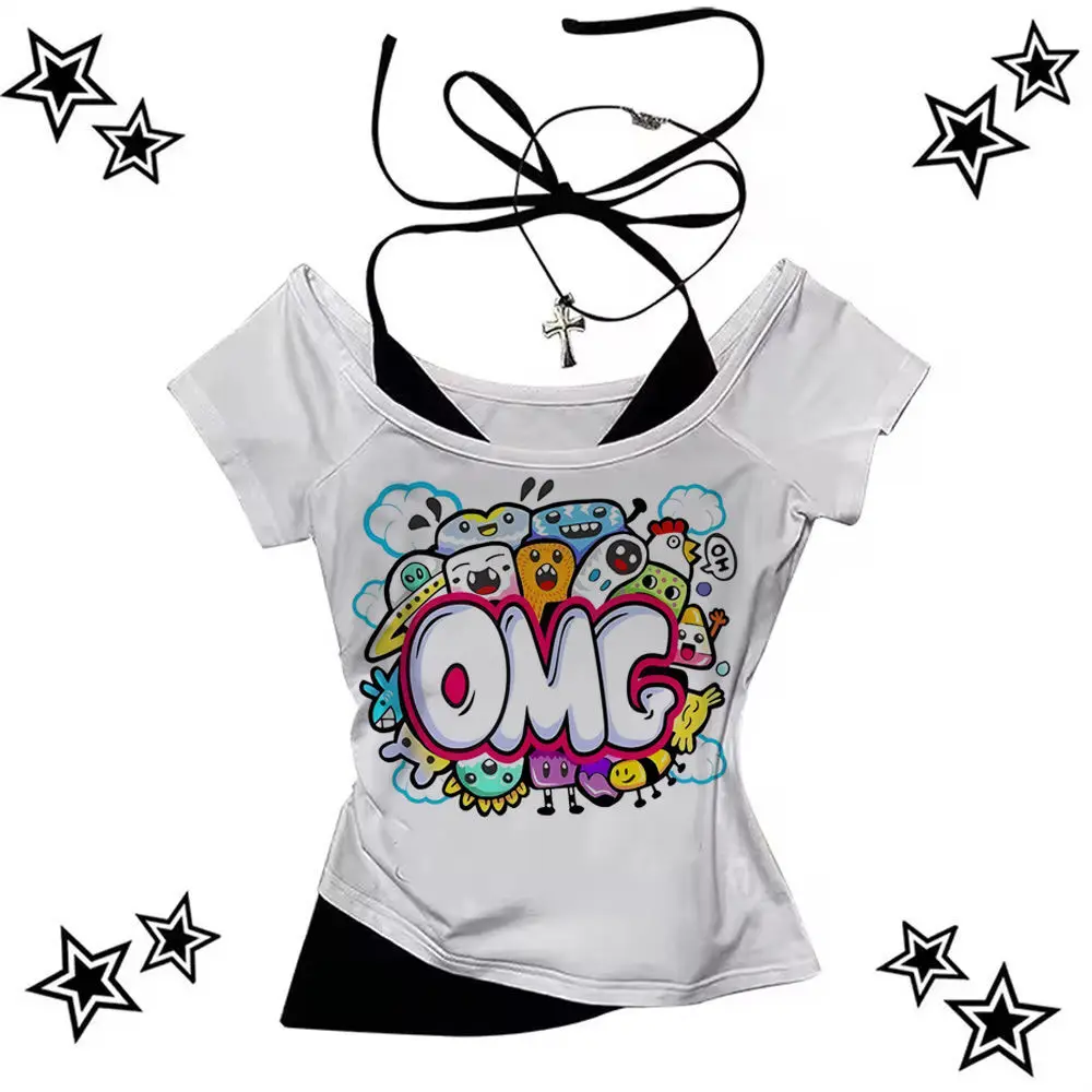 

Emo Girl crop top babydoll gothic cute cropped summer gyaru vintage harajuku woman t-shirt