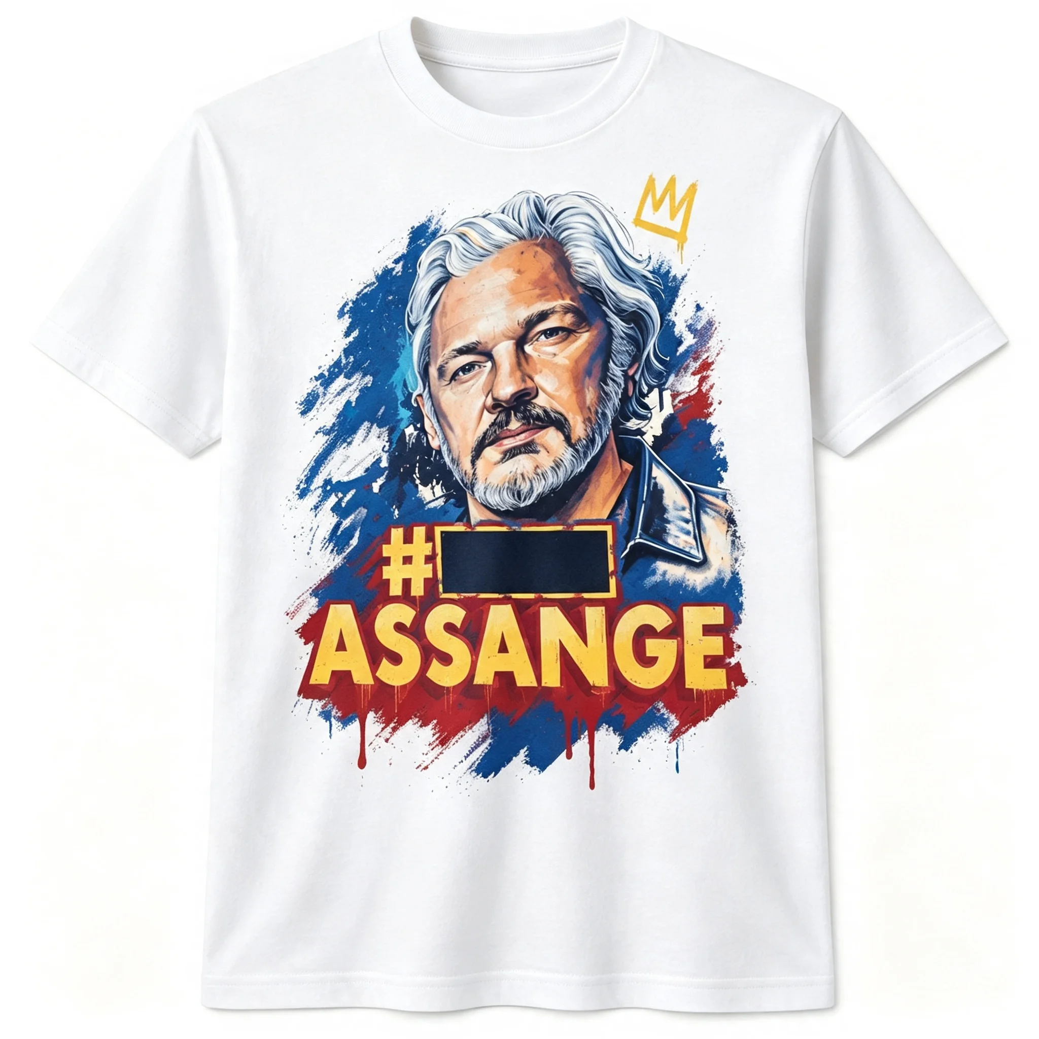 Julian Assange Free Graphic T-Shirt WikiLeaks Returned Back Support Tee Navy Mens
