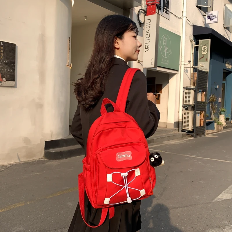 Solid Nylon Zipper Sewing Drawstring Large Capacity Fashionable School Bag Simple Backpack 2024 Hot Sale Bags for Girls and Boys