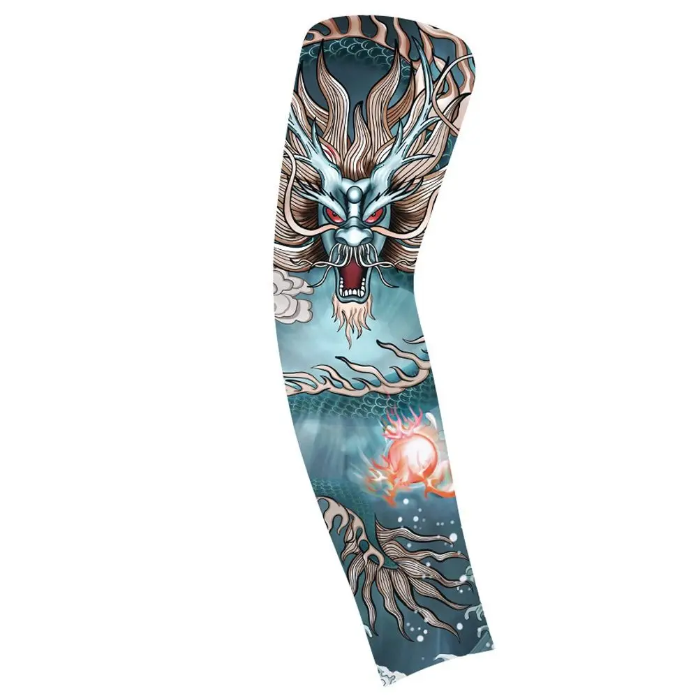 Flower Arm Pattern Flower Arm Tattoo Sleeve Elastic Thin Men Sunscreen Sleeve Long-sleeved Breathable Sun Protection Cover
