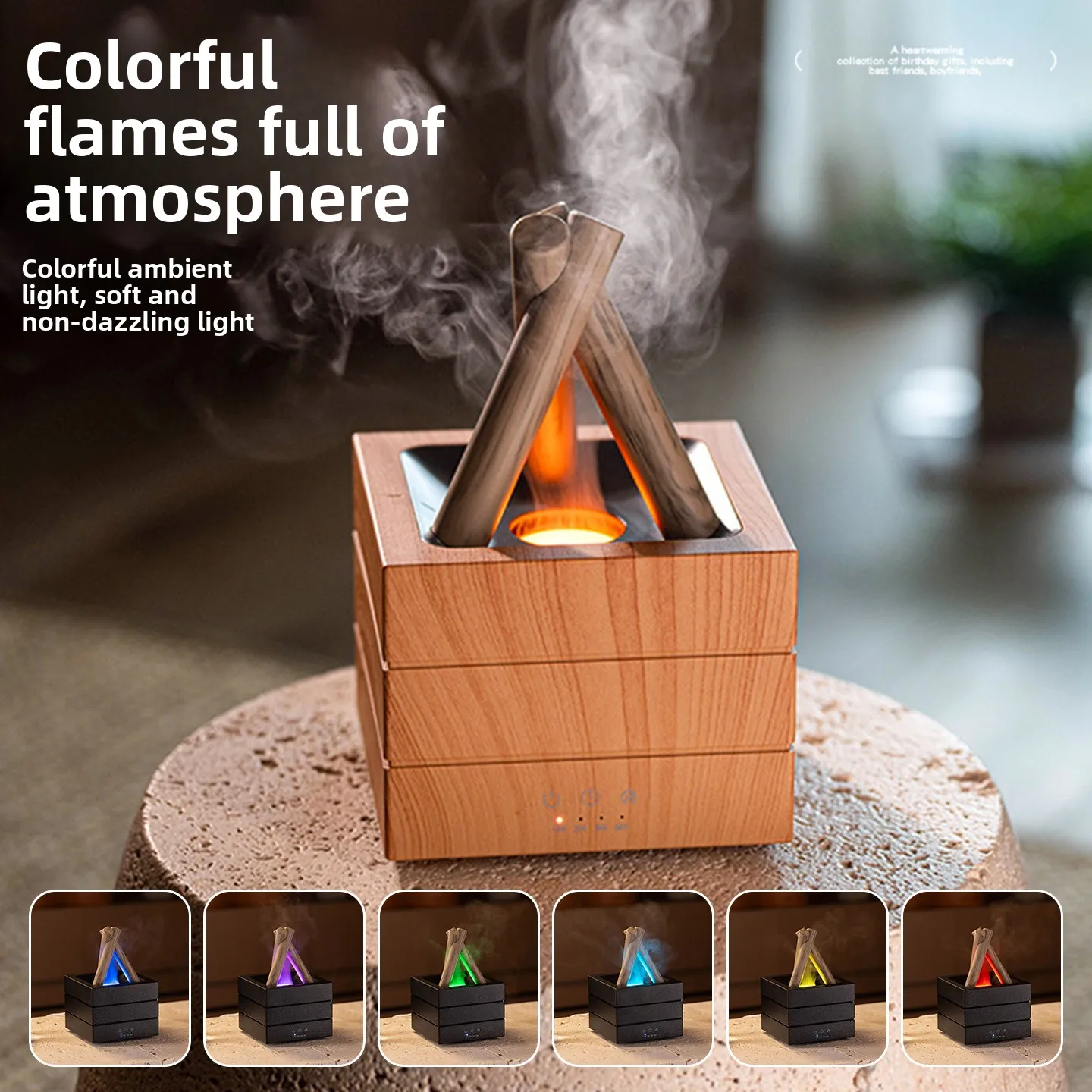 XXD campfire colorful flame humidifier home office desktop air fog volume essential oil aromatherapy machine