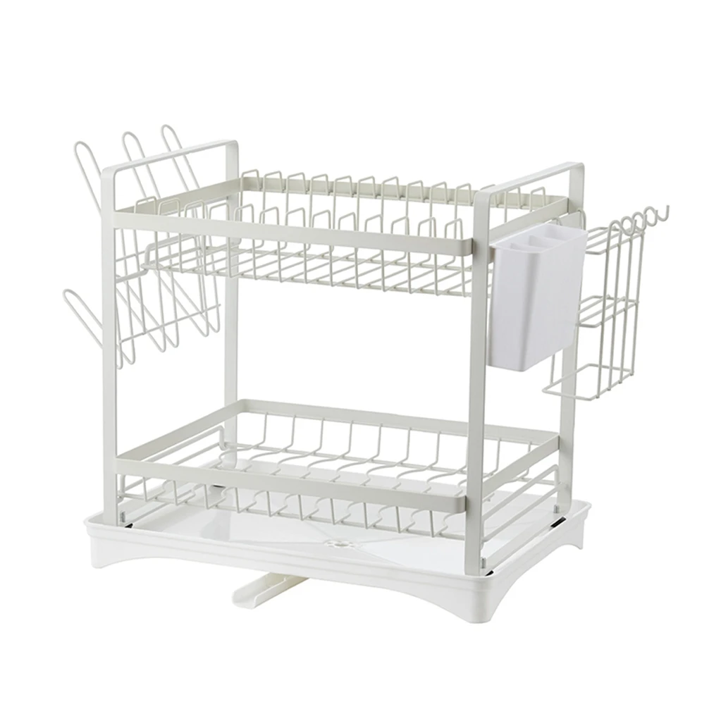 kitchen accessories holder organizer storage rack standing 2 tier stainless steel over sink dish drainer plate dish drying rack