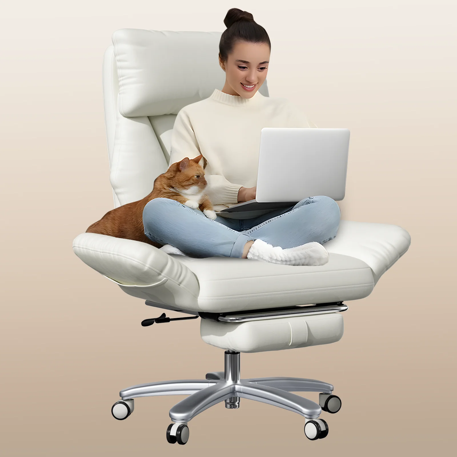 

Cross Legged Office Chair with Arms, Criss Cross Desk Chair, High Bcak Big and Tall Office Chair with Foot Rest