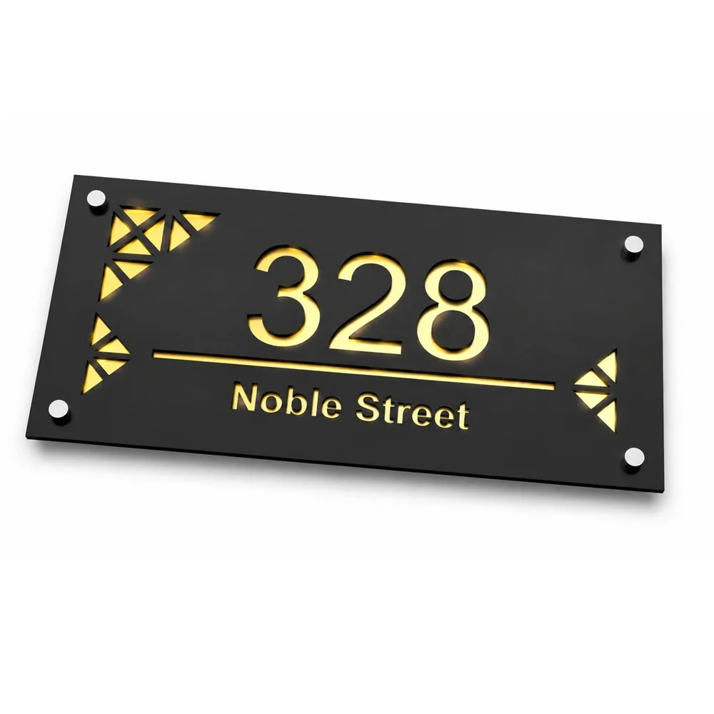 Custom House Number Sign Personalized Address Plaque Outdoor House Numbers Door Sign Modern Acrylic Villa Home Entrance Wall Dec