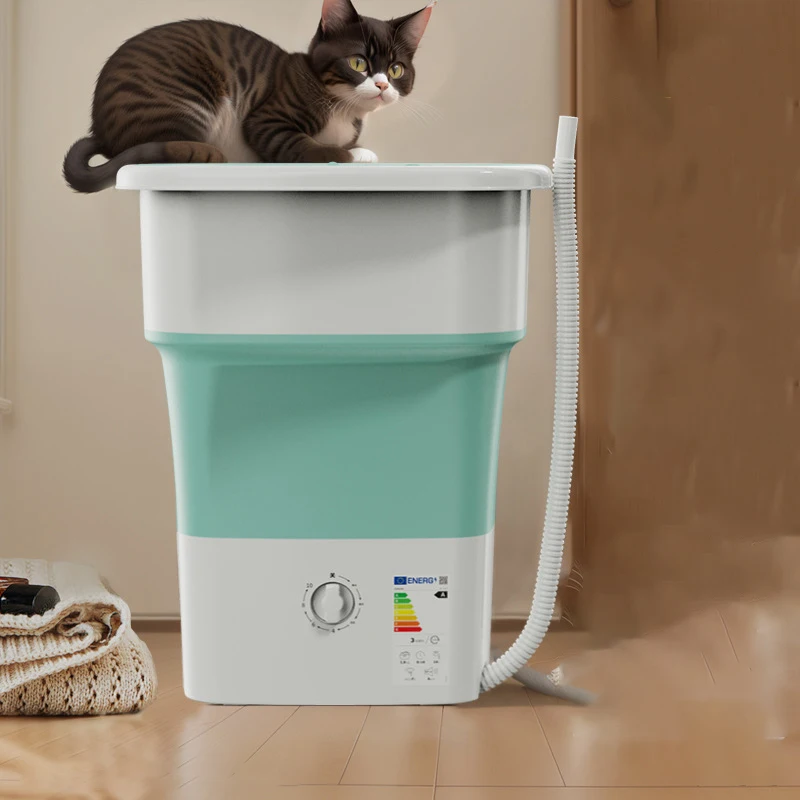 

2025 New Small Mini Automatic Washing Machine, Household Portable 52L Large Capacity Folding Washing Machine