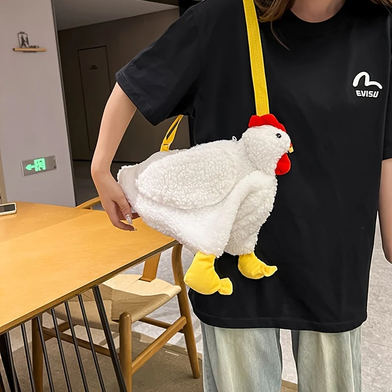 

Plush Chicken Crossbody Bag, Novelty Funny Stuffed Animal Shoulder Purse, Fashionable Cute Sling Bag For Women, Trendy Casual Ac