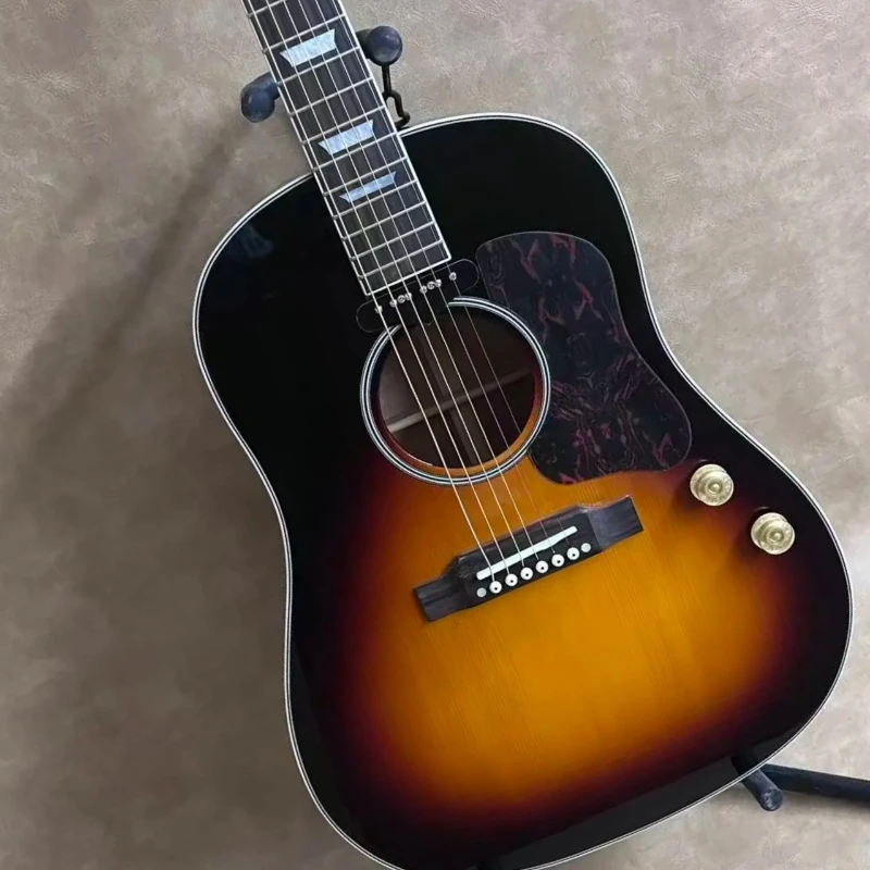 Sunburst Finish Jumbo 160 Handcrafted with Pickup Free Shipping Acoustic Guitar 6-String Solid Top