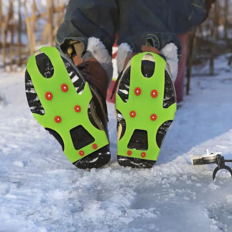 Ice Shoes Grippers Ice Snow Grips Ice Spikes Crampons Spikes With 6 Steel Crampons Silicone Traction Cleats Shoe Spikes For