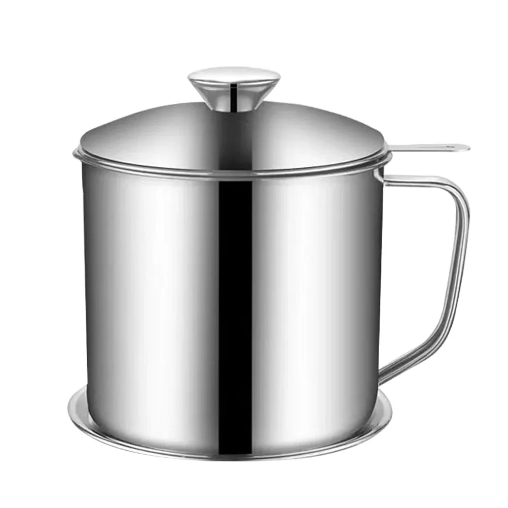

Stainless Steel Filter Cup Oil Separator Kitchen Tool Grease Strainer Filtering Pot Storage Container Soup Splitter Holder