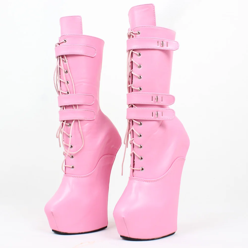 

20cm High Heel Sexy Heelless Ballet Mid-Calf Boots Nightclub Platform High Heels Shoes Zip