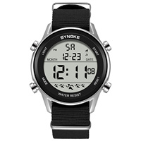 Watch For Men Digital Waterproof 50M SYNOKE 9853 Nylon Strap Watch Military Sports Wristwatch Multifunction Student Electronic