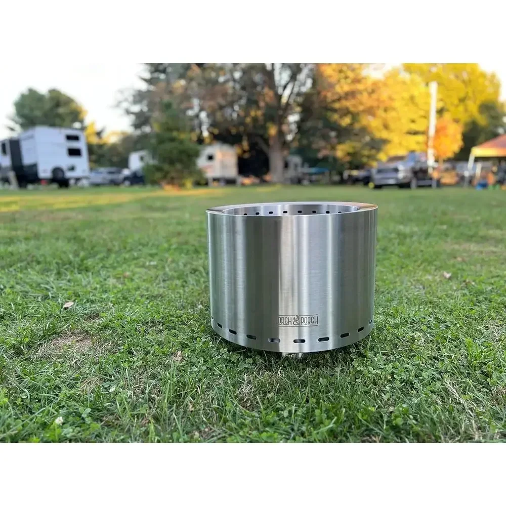 19.5 Outdoor Stainless Steel Fire Pit with Durable Weatherproof Carry Bag