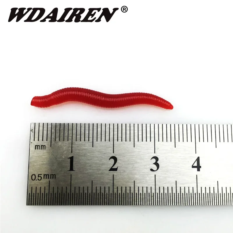 50 or 100 Pcs Red Worm Fishing Lures Silicone Mini Shrimp Fishy Smell Jerkbait Fish Ocean Rock Bass Soft Souple Bass Leurre