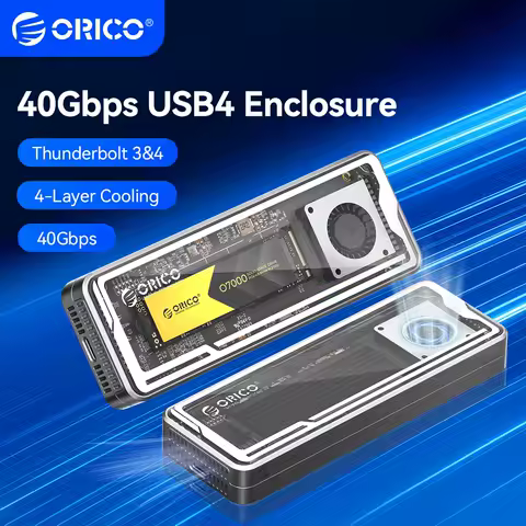 ORICO USB4 Enclosure 40Gbps M.2 SSD External Case Aluminum with Cooling Fan 8TB PCIe4.0 NVME Type C Compatible Thunderbolt 3/4