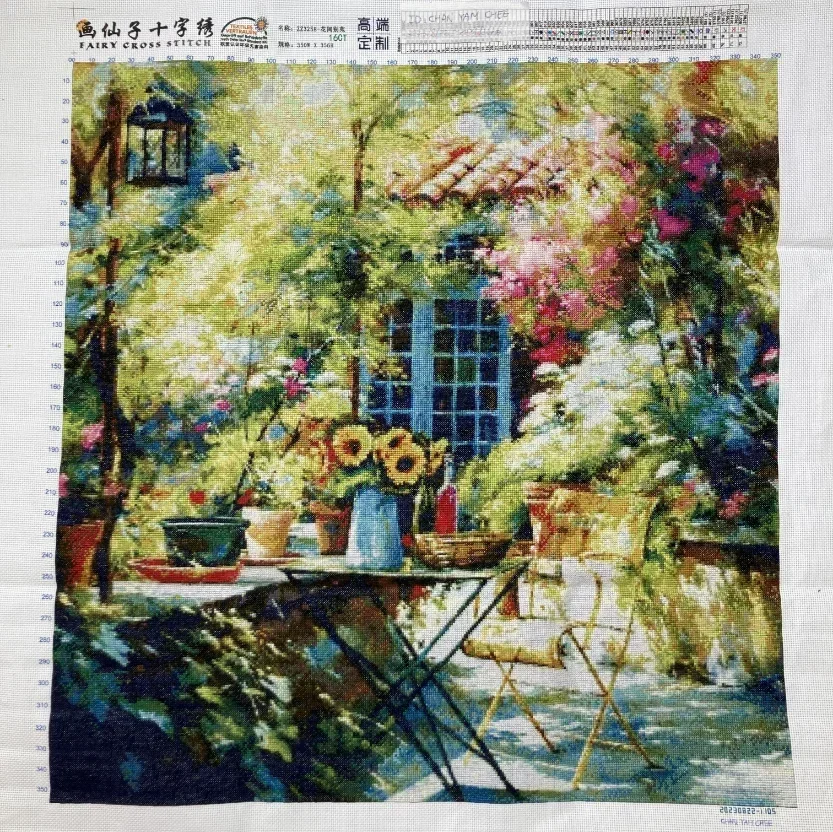 Stamped Cross Stitch Kit 14CT 16CT Pre Printed Canvas Cotton Thread Embroidery Needlework Home Wall Decor[ZZ3258-Flower Garden]