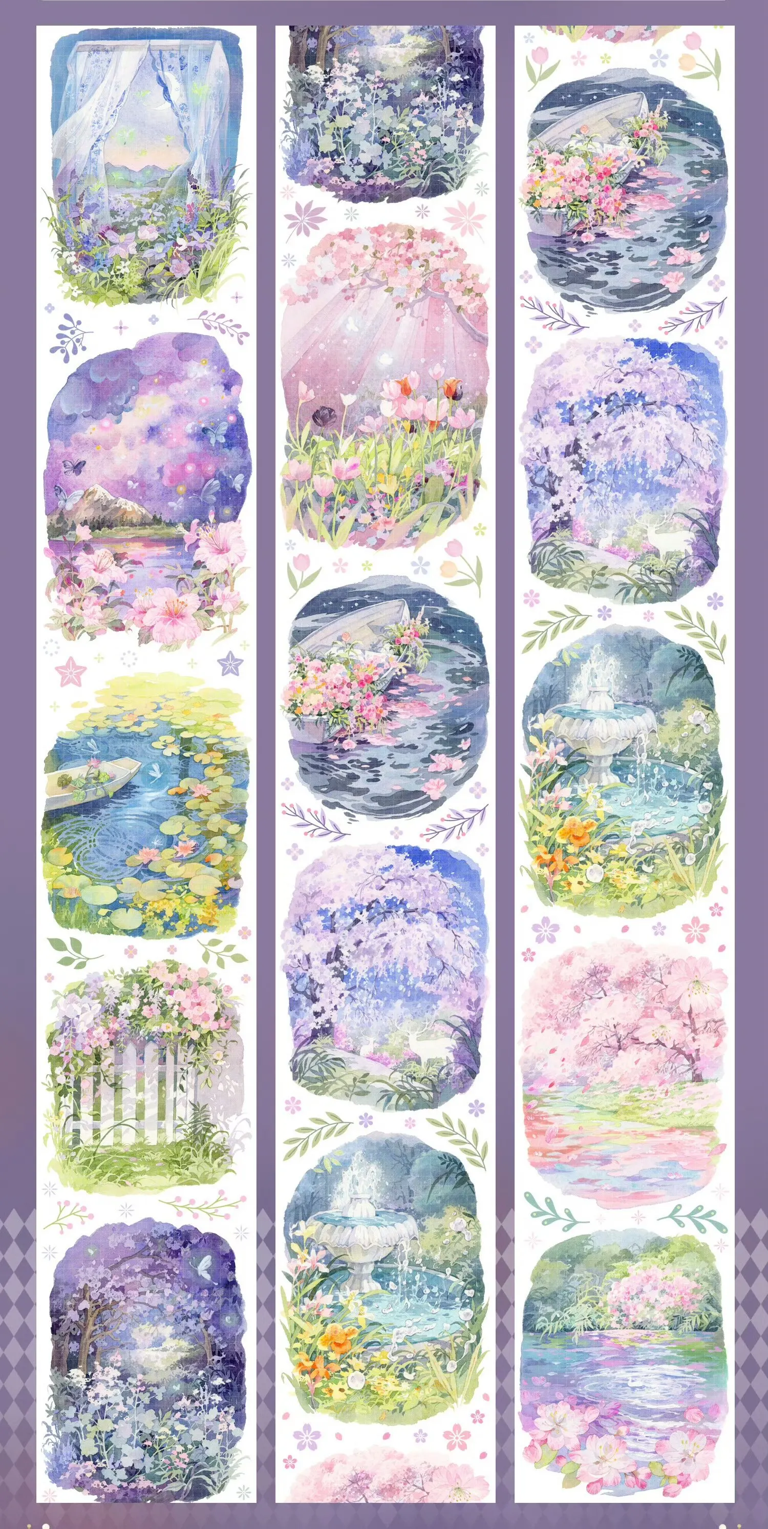 Fairy Rainbow Forest Washi Pet Tape Dark Style for Scrapbooking, Journaling, Craft Projects