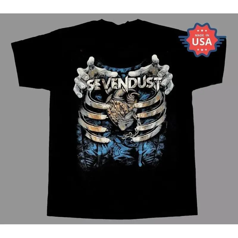 Camiseta negra rara de la banda Sevendust para Fan