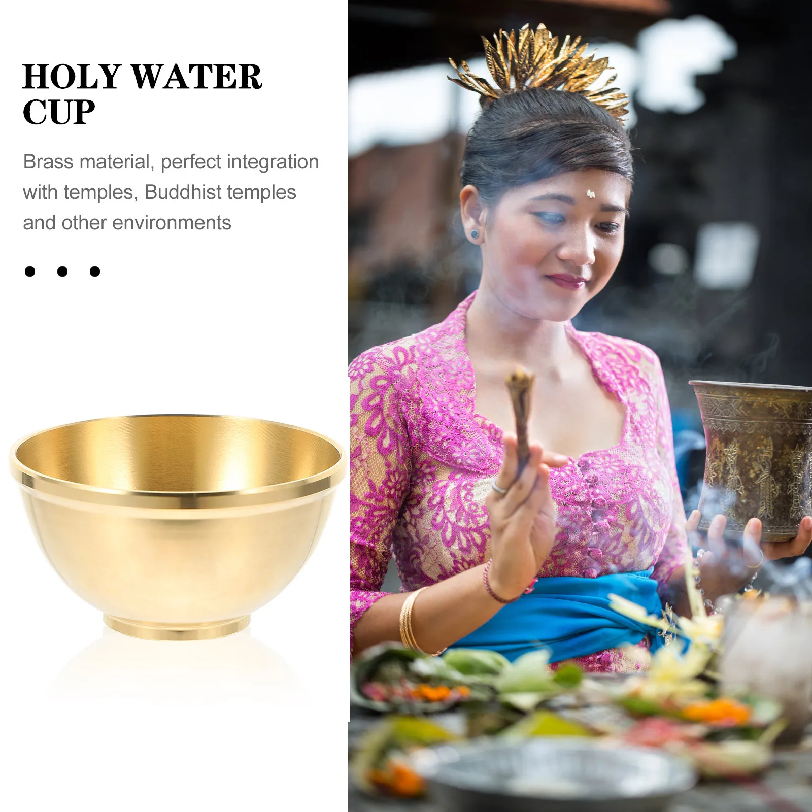 Delicate Copper Bowl Tibetan Offering Bowl for Worship Water Rice Storage Altar Decoration Temple Home Religious Ritual