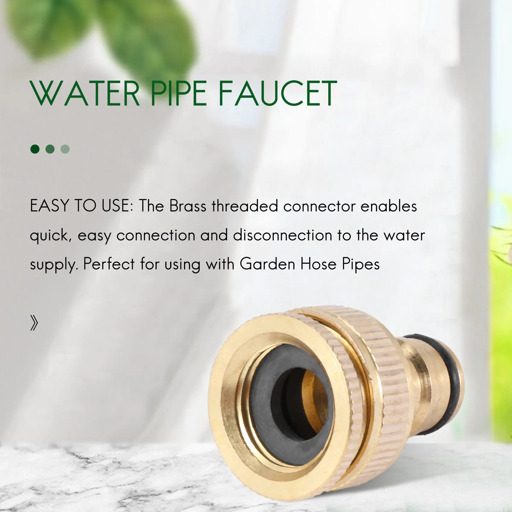 BHTS-2 Pack Brass Garden Hose/Hosepipe Tap Connector 1/2 Inch And 3/4 Inch 2-In-1 Female Threaded Faucet Adapter