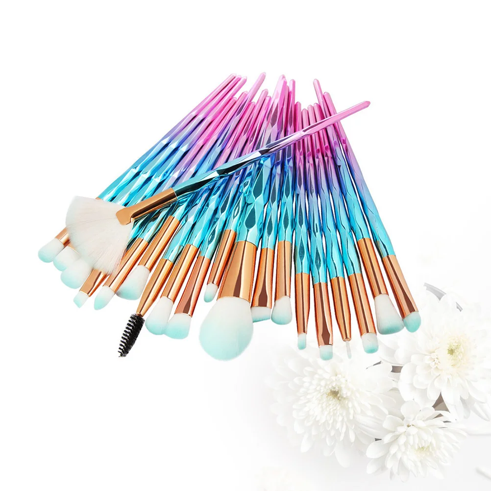 ชุดแปรงแต่งหน้า 20 ชิ้น ด้ามยาว ขนแปรงสำหรับรองพื้น อุปกรณ์เสริมความงามสำหรับดวงตา ชุดอุปกรณ์สำหรับมืออาชีพและใช้ในชีวิตประจำวัน