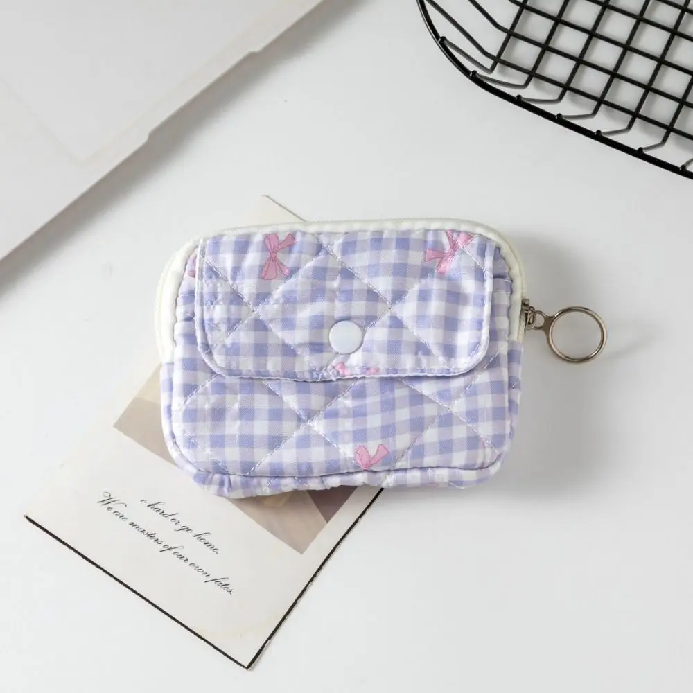 Cute Cartoon Floral Coin Purse Bow Print Large Capacity Headphone Bag Document Bag