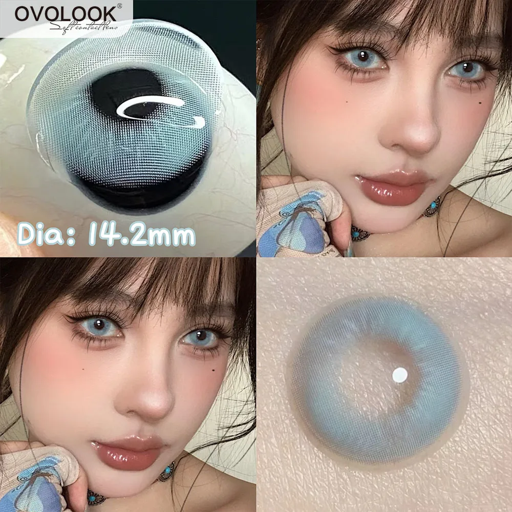 OVOLOOK-2pcs/pair Myopia Colored Contact Lenses for Eyes Beauty Pupils Cosmetics Blue Lens Eye Color Lens Purple Lens Brown Lens