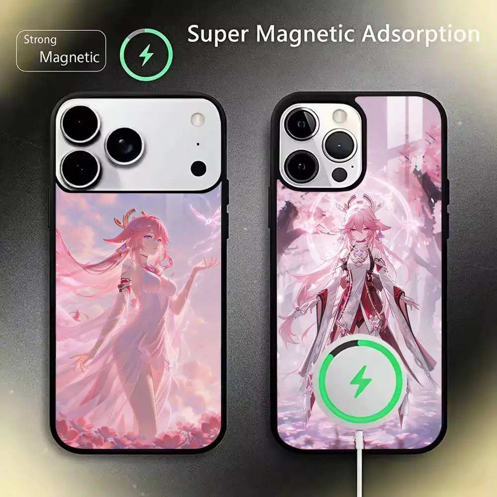 

Game-Genshin-Yae Miko For IPhone17 16 15 14 13 12 11 Plus Pro Max Plus Wireless Charger Phone Case