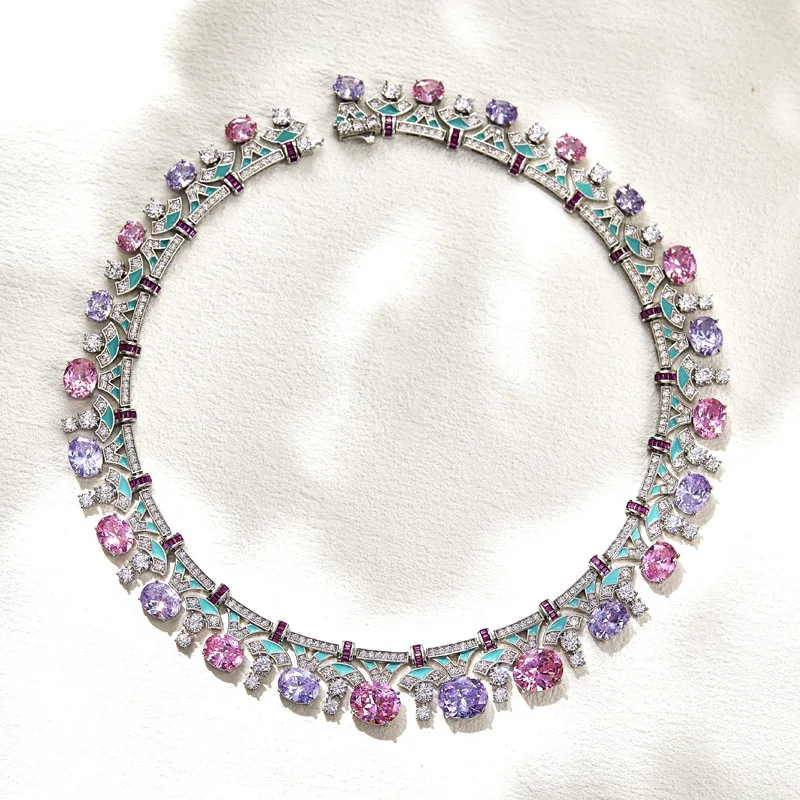 Women's High Quality Copper-Plated Zircon Large Candy Shape Necklace Party Fine Jewelry