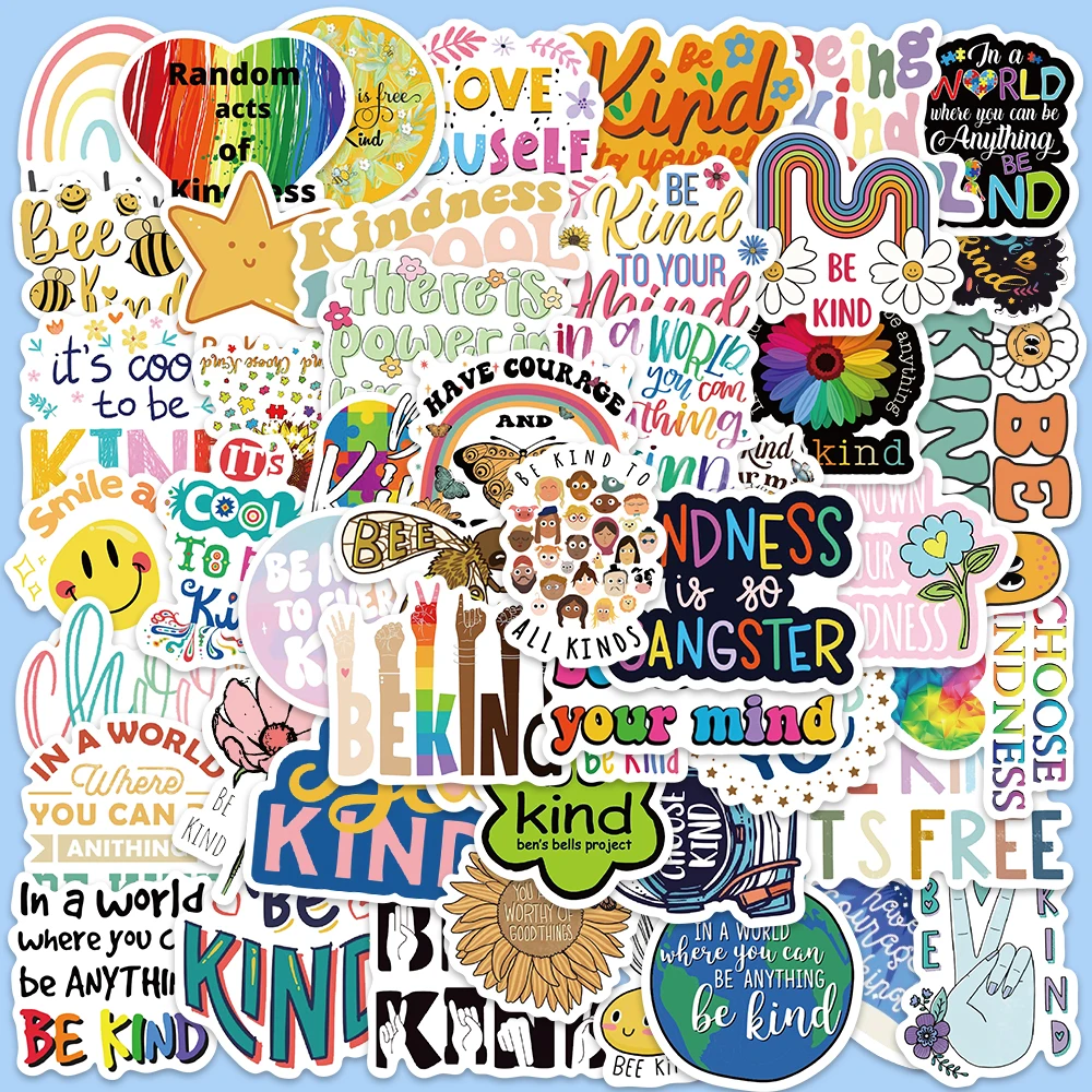 50PCS Be Kind And Friendly Psychology Stickers  For Laptop Luggage  Phone Case Fridge Skateboard DIY Waterproof Graffiti Decals