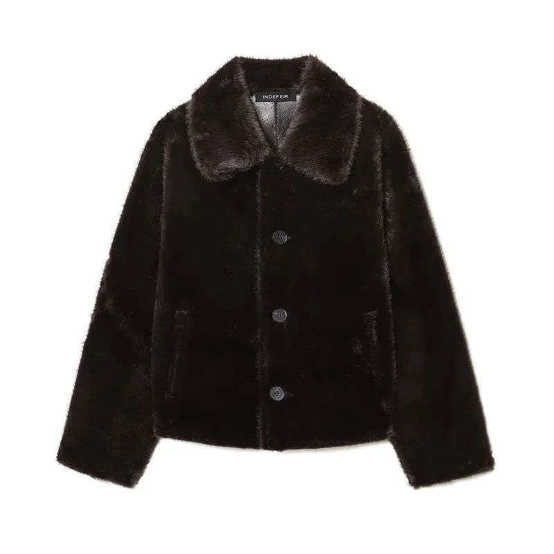 سترة نسائية عصرية مثيرة لخريف 2025 طويلة من الجلد الصناعي على الوجهين قابلة للعكس خفيفة فاخرة #5