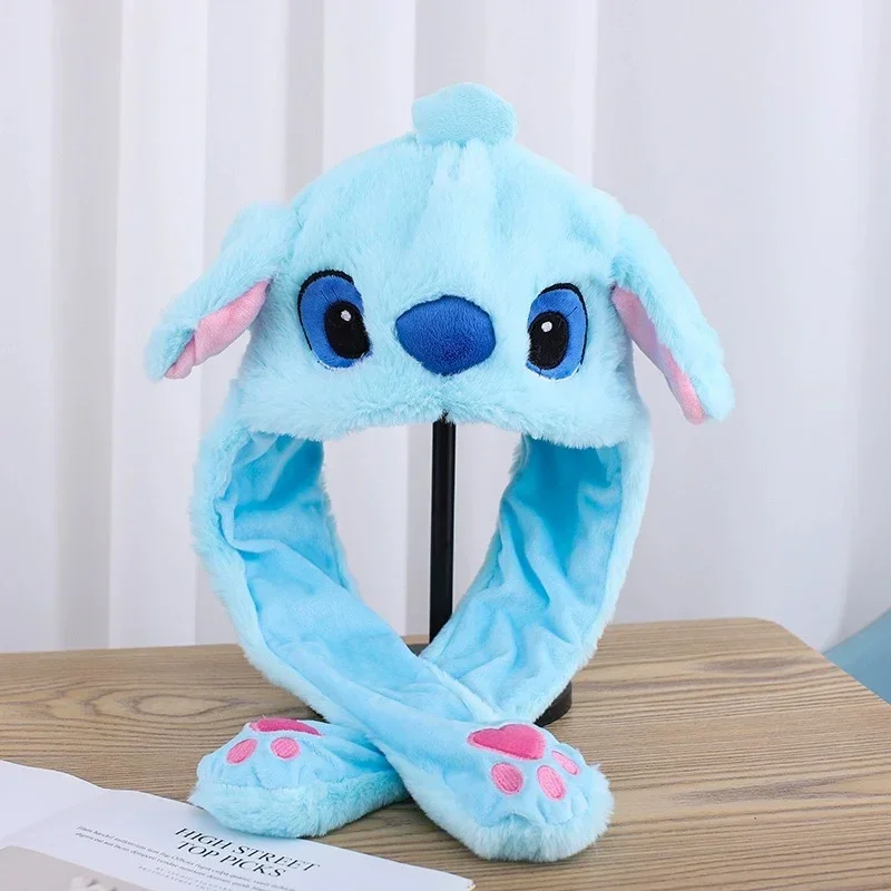 Disney Stitch Cute Plush Spring and Autumn Warm Hats with Cute Ears That Move and Glow Cosplay Hats Keep Warm and Cold Gifts