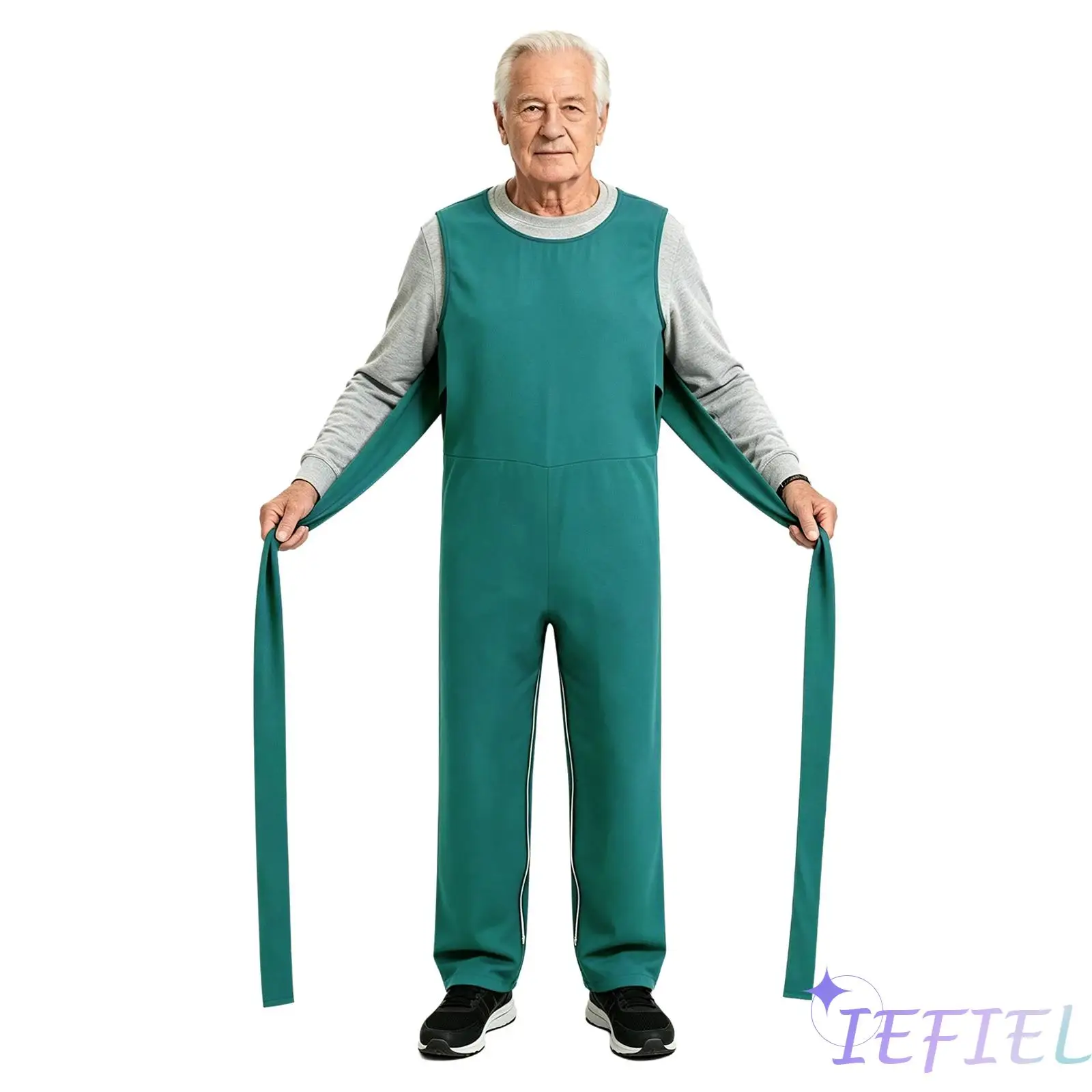 Adults Mens Wheelchair Special Needs Bodysuit Restraint Straps Sleeveless Back Zipper Crotch Adaptive Jumpsuit for Elderly Needs