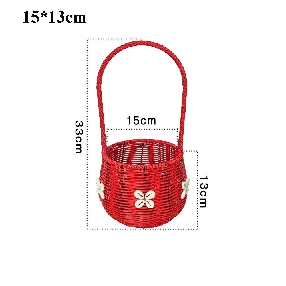 with Handle Imitation Rattan Storage Baskets Handwoven Household Home Decoration Braid Basket 6 Styles