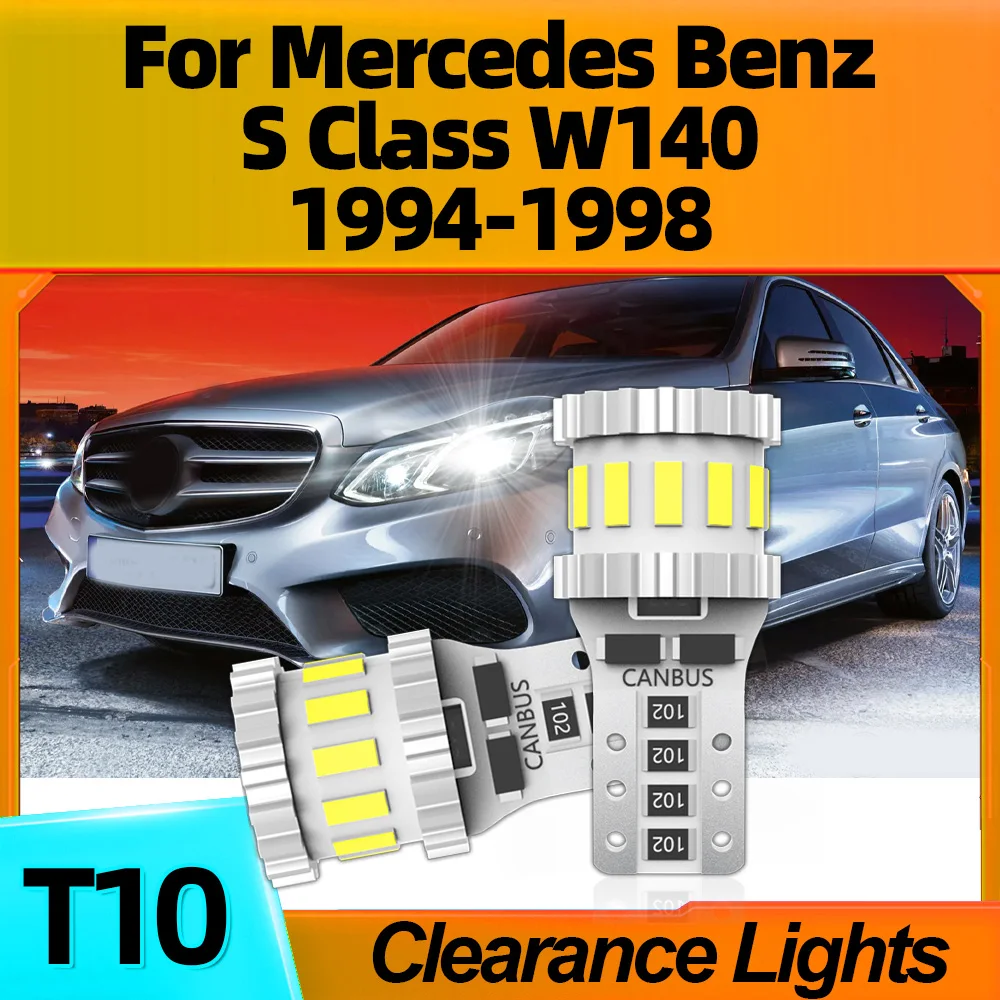 

2Pcs W5W T10 Car Led Clearance Lights 6000K White Auto Bulbs Plug-N-Play For Mercedes Benz S Class W140 1994 1995 1996 1997 1998