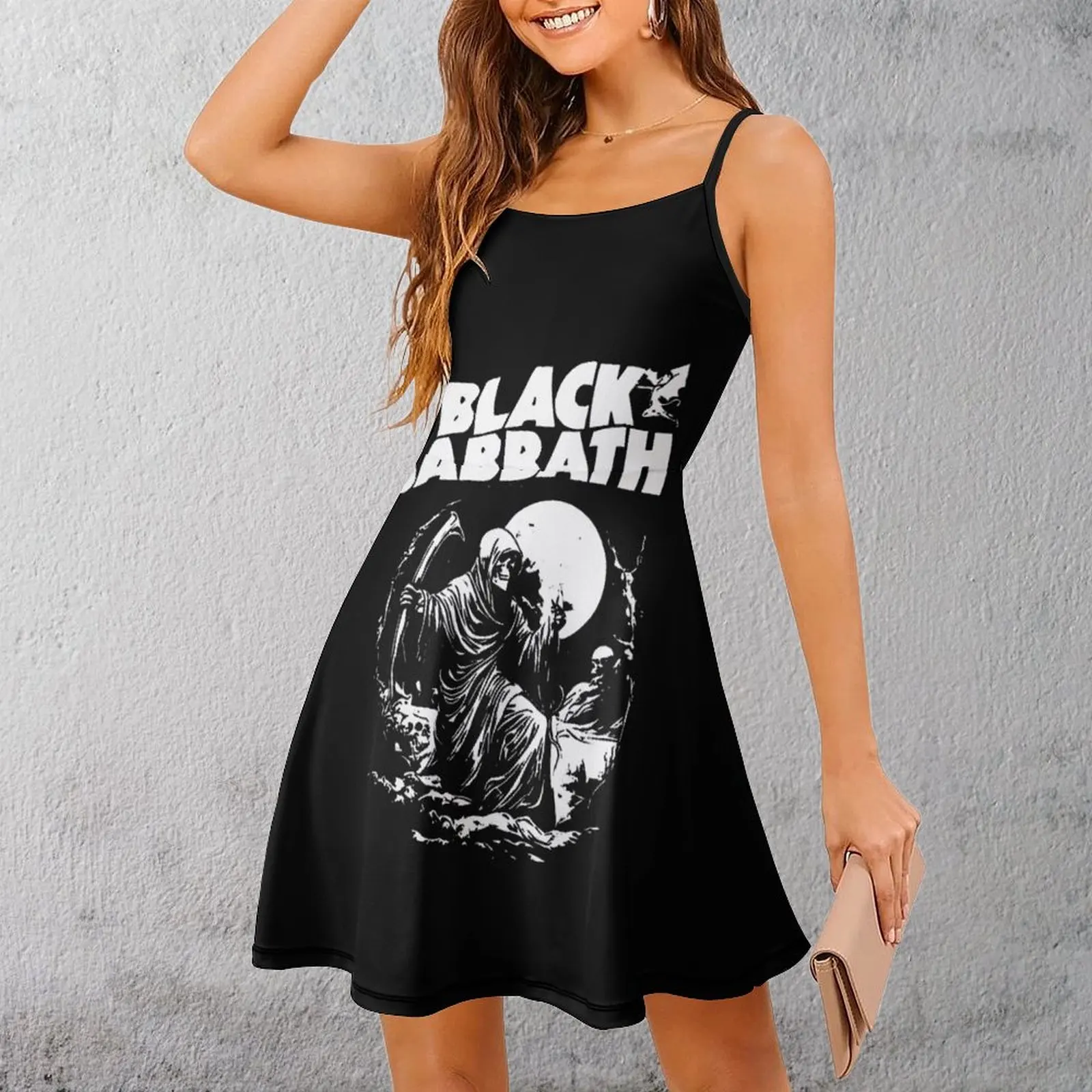 

Экзотическое женское платье на бретельках BLACK SABBATH SKULL ART, забавная новинка, коктейльное женское платье, креативное платье