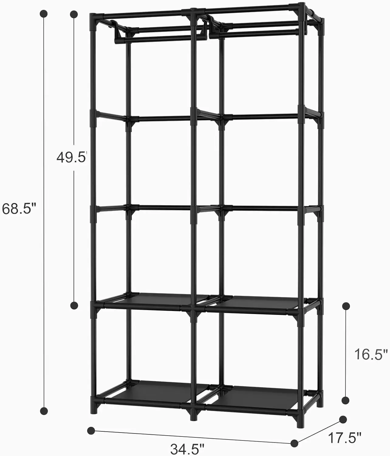 Portable Closet for Hanging Clothes, Portable Wardrobe Closet with Cover, 4 Storage Shelves