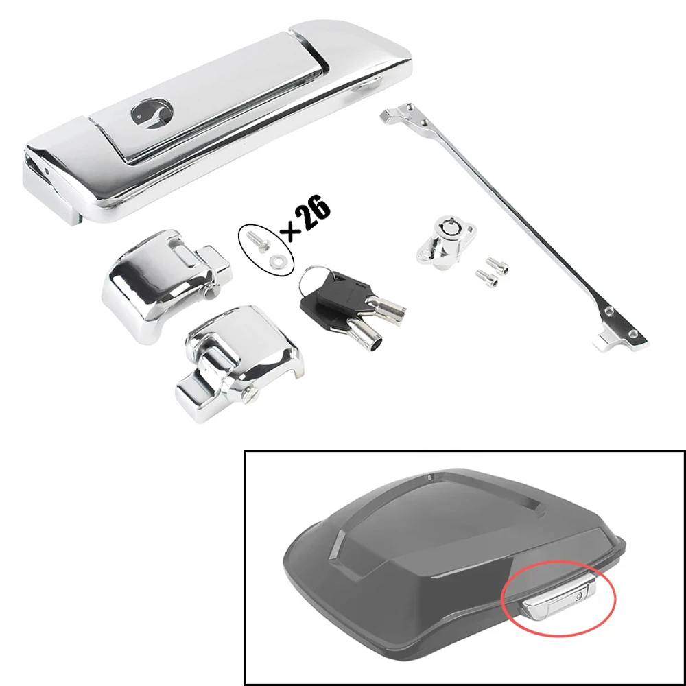 Chrome Pack Trunk Latches Key Hinges Motorcycle Luggage Box Lock For Harley Touring Street Electra Glide Ultra Classic 2014-2024