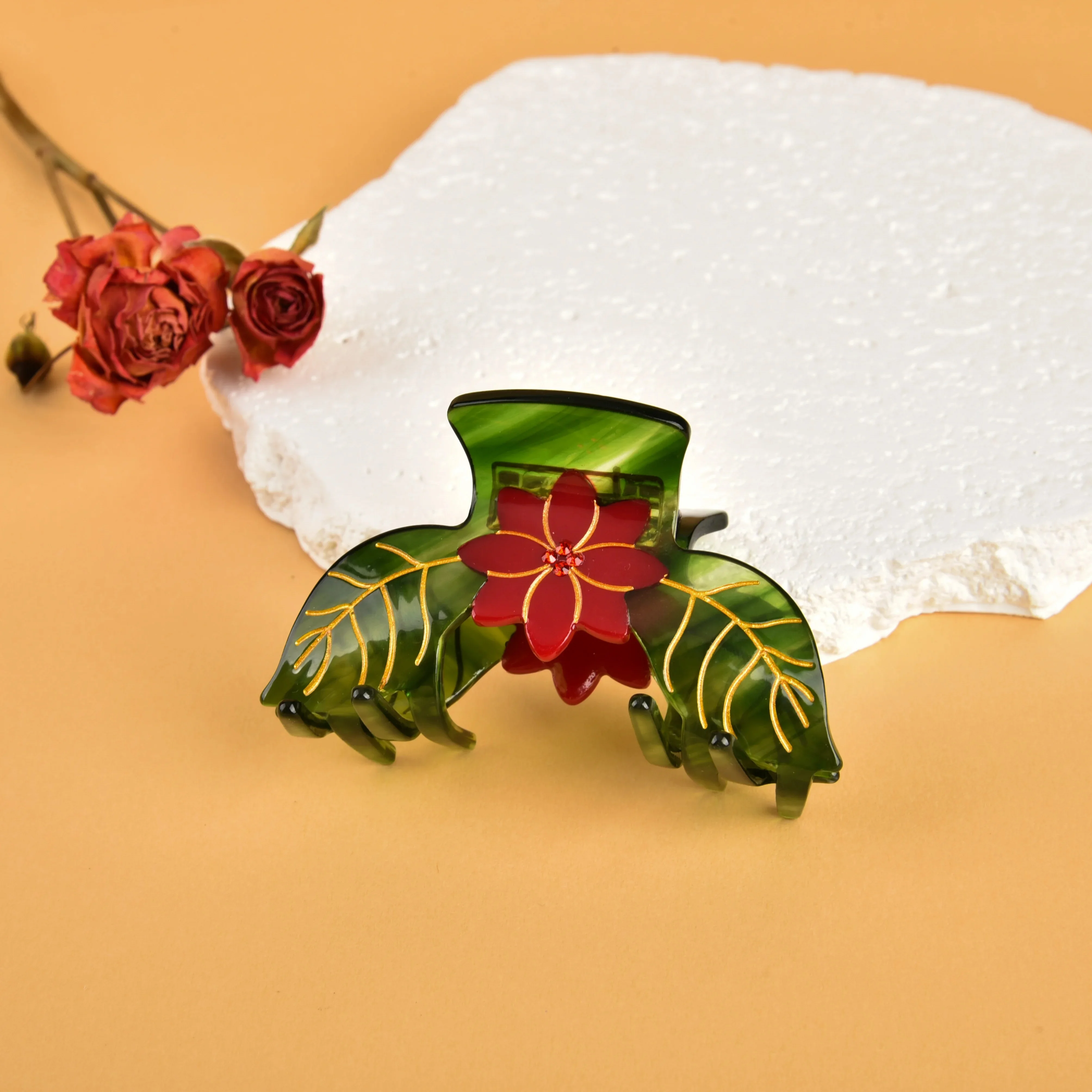 

French Retro Sunflower Snail Hair Claw Acetate Red Leaves Claw Clips Gentle Crab Hair Clips for Women Girls Hair Accessories