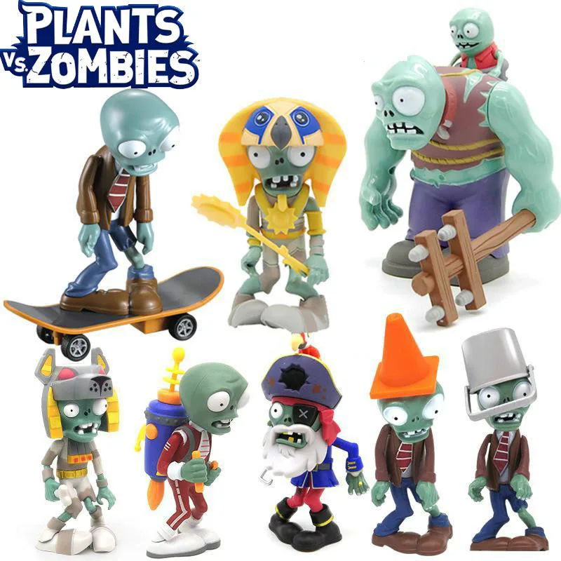 Plants Vs. Zombies Children's Toys Barricade Barrel Sun God Cowboy Zombie Stiff King Doll Baby Doll Toys birthday gift 868-12