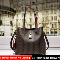 CH-Bolso cruzado de cuero versátil de primera calidad para mujer, bolso de mano para ir al trabajo diario de gran capacidad, diseño con estampado de letras, moda para mujer