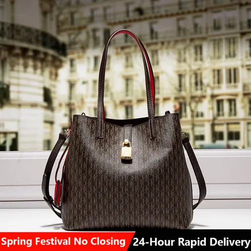 CH-Bolso cruzado de cuero versátil de primera calidad para mujer, bolso de mano para ir al trabajo diario de gran capacidad, diseño con estampado de letras, moda para mujer