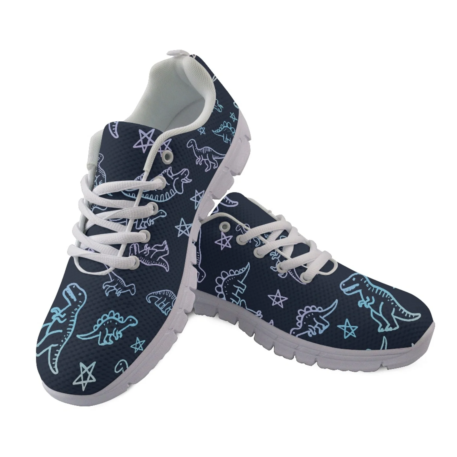 Coloranimal Dinosaur Stars Anti-skid Athletic Sneaker Women Outdoor Walking Sneaker Walking Sneakers for Mens Womens