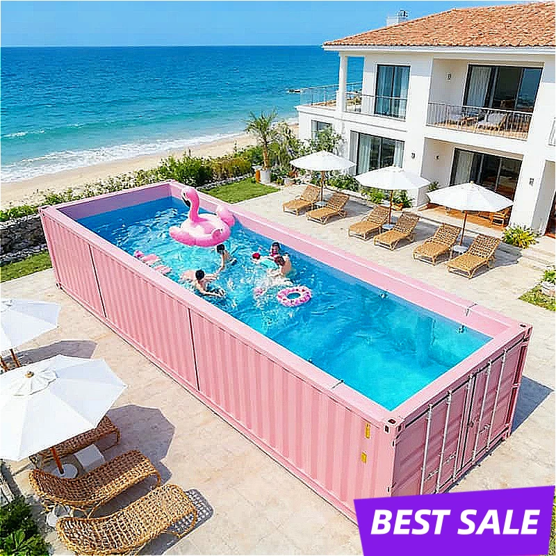 Luxury container swimming pool 40ft large rustproof stainless steel waterproof swimming container garden hotel resort Customized
