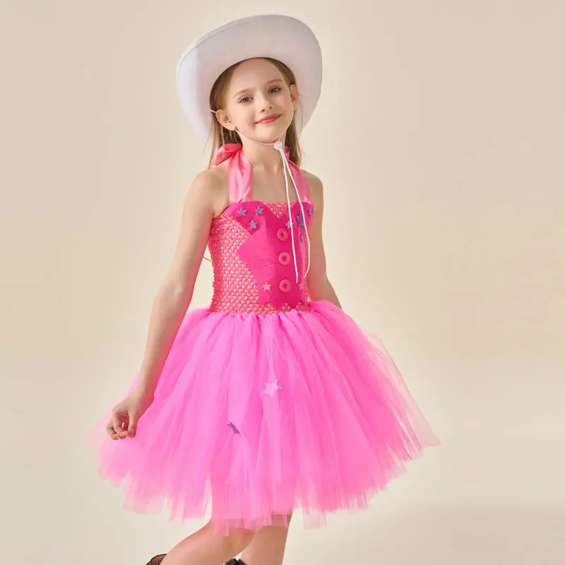 

Festive Barbie Cosplay Costume For Baby Girl Dress Cloth Christmas Kid Sling Lace TUTU Frock+Hat+Scarf 3PC Outfit Child Tunic